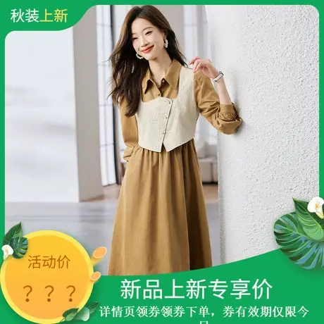 时尚气质假两件连衣裙女2023年秋季新款设计感温柔显瘦长款裙子图片