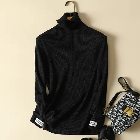 秋冬新款韩版堆堆高领毛衣女加厚套头针织打底衫洋气内搭女士上衣商品大图