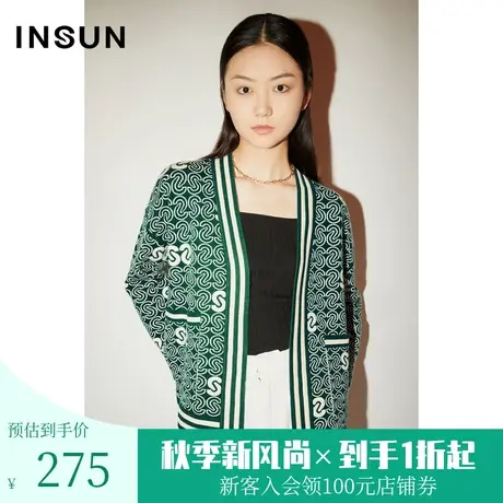 恩裳COVER春秋新款时尚简约时尚纪念款图案双面提花针织衫开衫图片