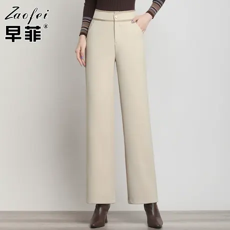 2021冬季新款加厚毛呢阔腿裤女高腰宽松显瘦直筒裤百搭休闲裤长裤商品大图