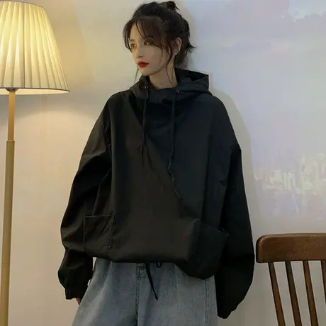 waitmore卫衣女春秋长袖宽松韩版潮ins上衣原宿bf慵懒风薄款外套图片