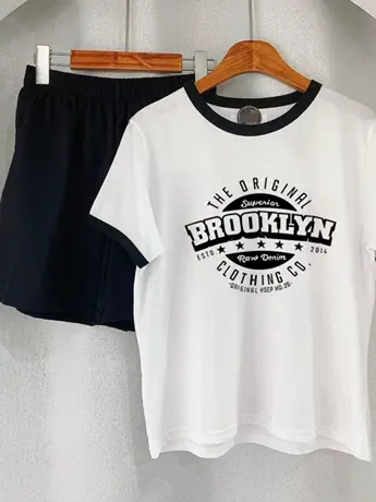 白色仿棉短袖t恤女2023新款美式复古小众设计感独特别致正肩上衣商品大图