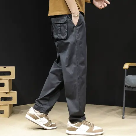 直筒休闲裤男士春秋款宽松阔腿大码秋季023新款哈伦工装裤子男裤商品大图