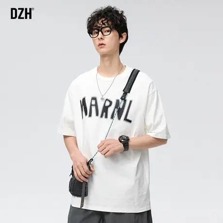 男士白色短袖男潮牌潮流宽松体恤2023年新款美式印花t恤重磅夏季商品大图