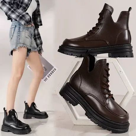 马丁靴女厚底短靴2023新款防滑软底秋冬系带韩版洋气英伦风短靴子图片