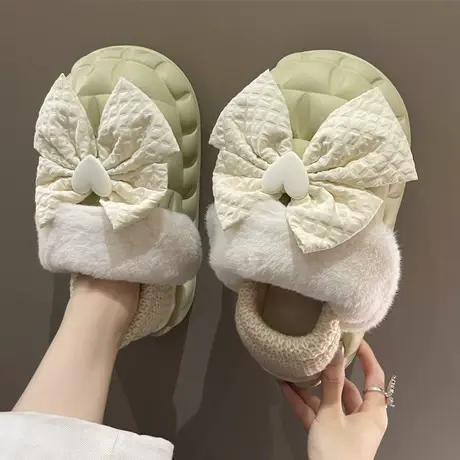 可拆洗防水棉拖鞋女包跟冬季外穿室内居家保暖厚底加绒毛棉鞋女士商品大图
