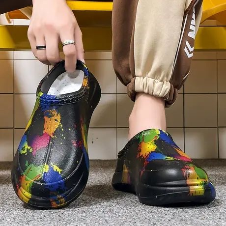 雨鞋男款时尚厨房防滑鞋厨师水鞋劳保胶鞋套鞋防水鞋男士短筒雨靴商品大图