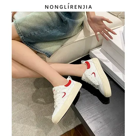 B弄里人佳大码女鞋41-43单鞋新款运动风休闲小白鞋40 42加宽胖脚图片