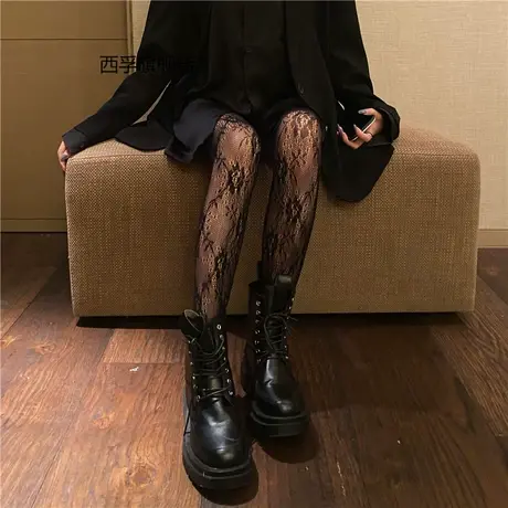 复古网纱蕾丝白色丝袜花纹女日系可爱JK黑丝渔网袜黑色ins连裤袜图片
