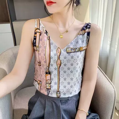真丝吊带背心女内搭白色美背醋酸上衣缎面夏小西装仿桑蚕丝打底衫商品大图