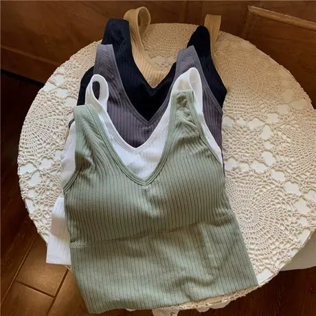带胸垫四季小吊带背心女春夏秋冬白色内搭打底抹胸上衣服裹胸美背图片