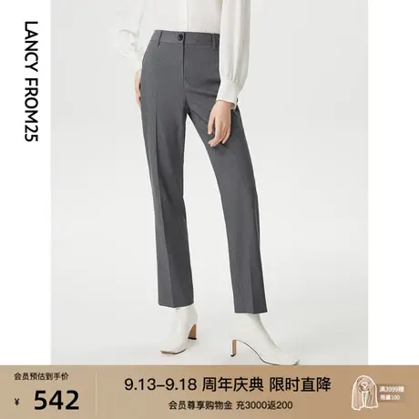 朗姿法式高腰直筒裤子白色黑色休闲裤女夏季新款职业通勤西装裤商品大图