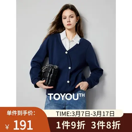 TOYOUTH初语假两件卫衣女2024年春季新款知识分子拼接上衣打底衫图片