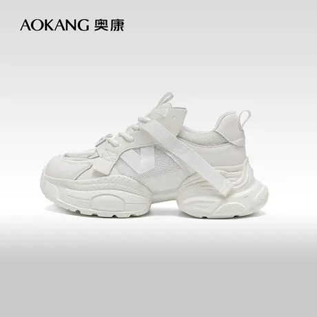 奥康女鞋 春秋季老爹鞋百搭显脚小拼接厚底时尚休闲运动鞋图片