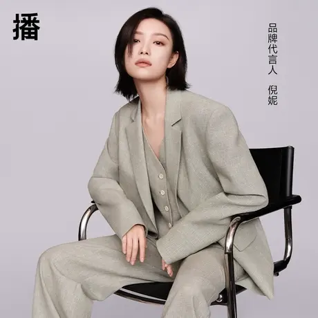 播倪妮明星同款针织短外套翻领简约通勤上衣西装女BDP2XD0204商品大图