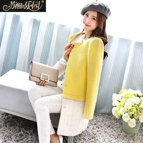 苏醒的乐园 冬装新款 女装一衣两穿毛呢大衣毛呢外套商品大图