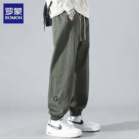 罗蒙束脚卫裤男士春秋新款潮流纯棉运动哈伦工装宽松休闲长裤子男图片