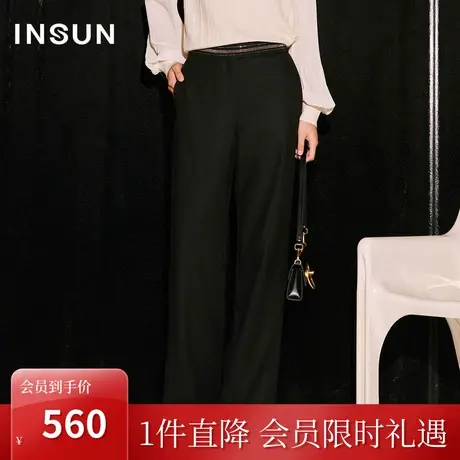 [醋酸系列]恩裳COVER2023年秋季新款闪钻织带装饰休闲裤商务西裤商品大图