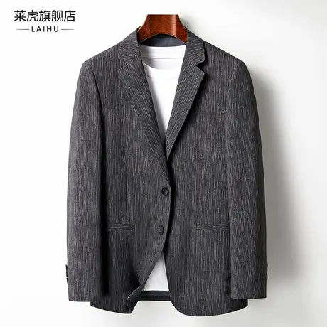 条纹西服上衣男士新款商务中青年春季修身韩版时尚休闲小西装外套商品大图