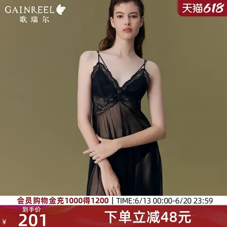 冰蝶轻纱歌瑞尔禁欲系深V睡衣女2025年春美背睡裙透气蕾丝家居服图片