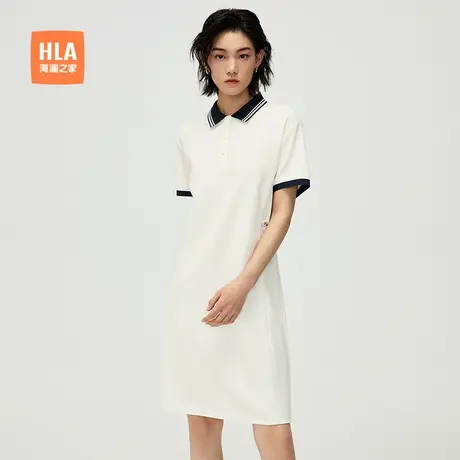 HLA/海澜之家休闲POLO裙2025春夏新撞色翻领透气柔软裙子女装图片