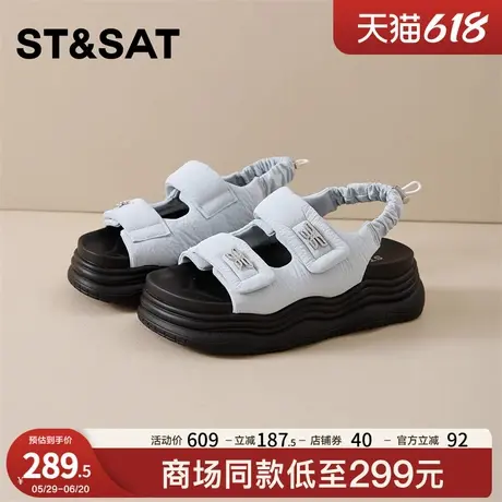 星期六凉鞋女厚底2025新款夏季魔术贴露趾不累脚时尚百搭商品大图