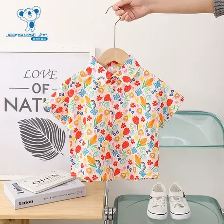 GD真维斯儿童红色上衣 夏季款   男童时尚长袖衬衫童装衬衫商品大图