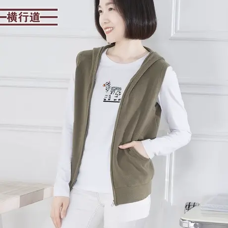 连帽拉链针织马甲纯色宽松外穿韩版中年妈妈装2023新款秋装女外套图片