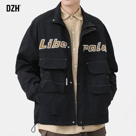 男士黑色工装外套男春秋款高级感痞帅机能冲锋衣夹克宽松2023新款商品大图