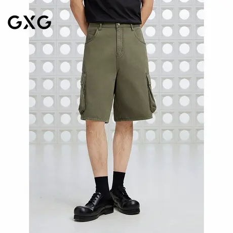 GXG男装 彩色牛仔工装短裤大口袋休闲短裤通勤男裤 2025夏季新品商品大图
