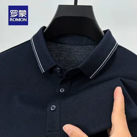 【含桑蚕丝】罗蒙男士休闲翻领长袖POLO衫2025秋季新款打底T恤衫图片