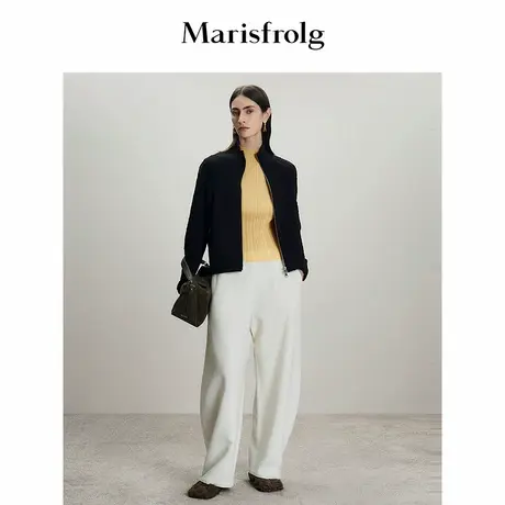 Marisfrolg玛丝菲尔秋冬简约立领宽松肌理感短外套图片