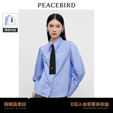【商场同款】太平鸟女装2023秋季新款斯文领带衬衫A1CAD3402图片
