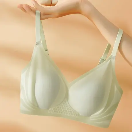 浪漫春天内衣女大胸显小超薄兔耳朵无钢圈无痕文胸上托收副乳图片