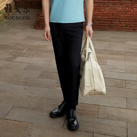 雅戈尔奥莱 男装锦氨高弹针织商务休闲长裤四面弹锥形裤大码商品大图