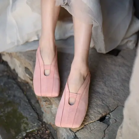 Artmu阿木原创复古方头女鞋2023春季新款单鞋镂空平底鞋玛丽珍鞋商品大图