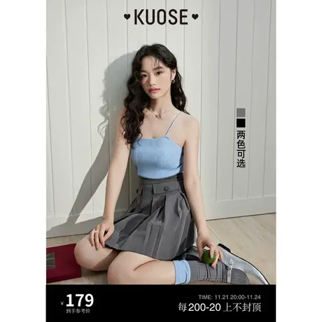阔色灰色学院百褶半身裙黑2023新款女夏季高腰a字西装短裙子裙裤图片