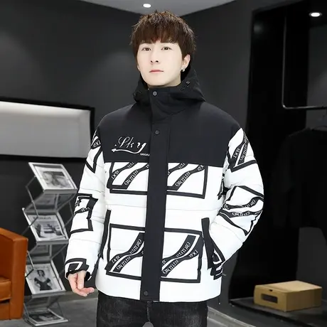 青少年学生棉衣男2022冬季新款连帽潮流加厚保暖羽绒棉服男装外套图片
