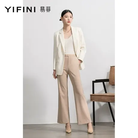 Yifini/易菲高腰显瘦弹力微喇长裤女春秋新款时尚休闲西裤商品大图
