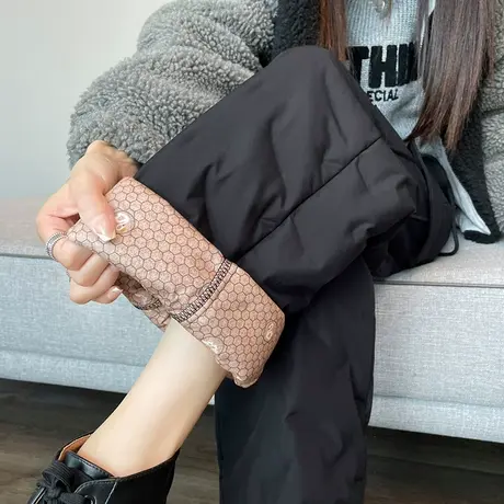 女棉裤羽绒裤女冬季外穿2023新款高腰阔腿裤加绒直筒裤加厚工装裤商品大图