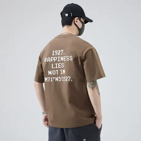 后背面印花字母上衣男装情侣装夏装圆领短袖男款夏季t恤男士上衣图片