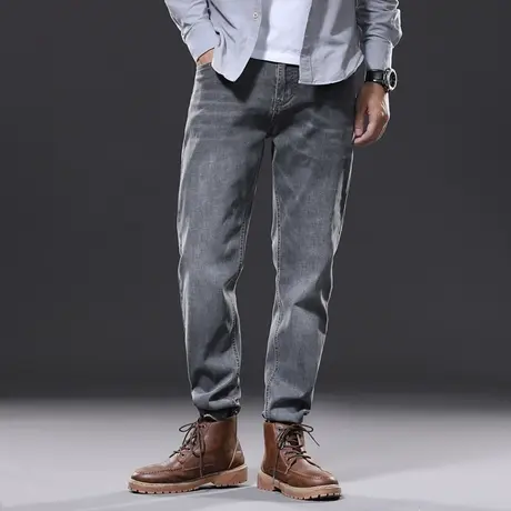 冬季新款弹力宽松加肥加大码数男士牛仔裤肥佬宽松胖人直筒高腰裤商品大图