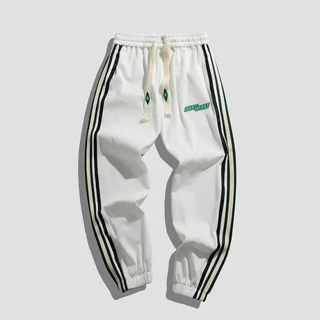 男士美式高街春秋款束脚休闲裤春季条纹松紧腰潮流百搭男裤子春天商品大图