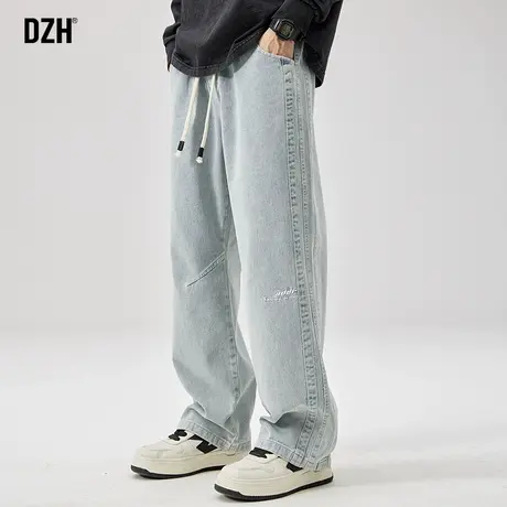 男士浅色复古牛仔裤男宽松直筒潮牌垂感裤子2024新款休闲长裤百搭商品大图