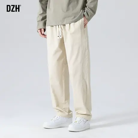 男士卡其色裤子男纯棉春季2024新款休闲裤直筒宽松长裤百搭工装裤商品大图
