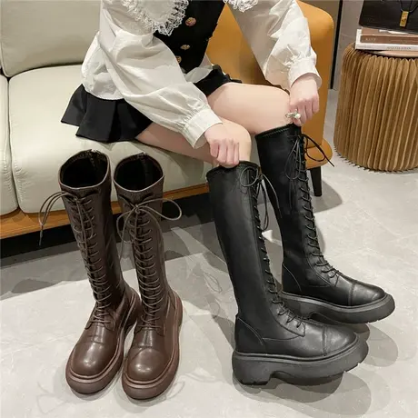 长筒靴女2023年新款秋季厚底瘦瘦靴ins春秋单靴子不过膝骑士长靴商品大图