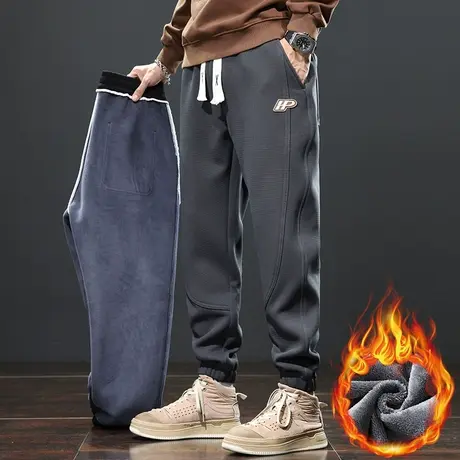 保暖针织束脚卫裤冬季加棉加厚加绒裤秋冬款男生大码运动休闲裤子商品大图