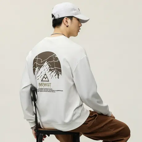 潮牌秋季男装卫衣圆领印花时尚长袖春秋款卫衣高档男士休闲卫衣商品大图