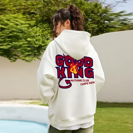 Nuthink美式oversize连帽卫衣男春秋款加绒加厚大码情侣保暖外套商品大图