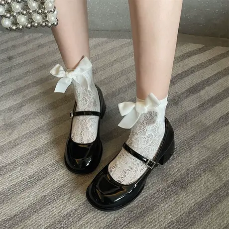 法式玛丽珍鞋女2024秋冬新款时尚英伦风浅口单鞋配裙子粗跟小皮鞋商品大图